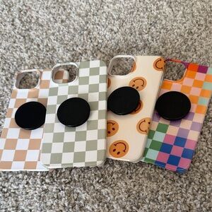 Society6 Multicolor Checkered and Smiley Phone Cases
